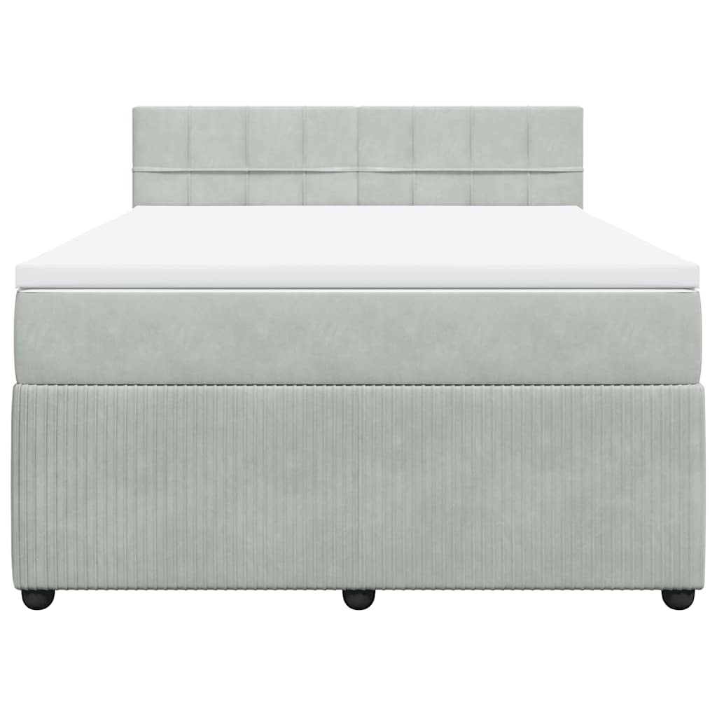 vidaXL Boxspring met matras fluweel lichtgrijs 140x200 cm grijs, foto 4