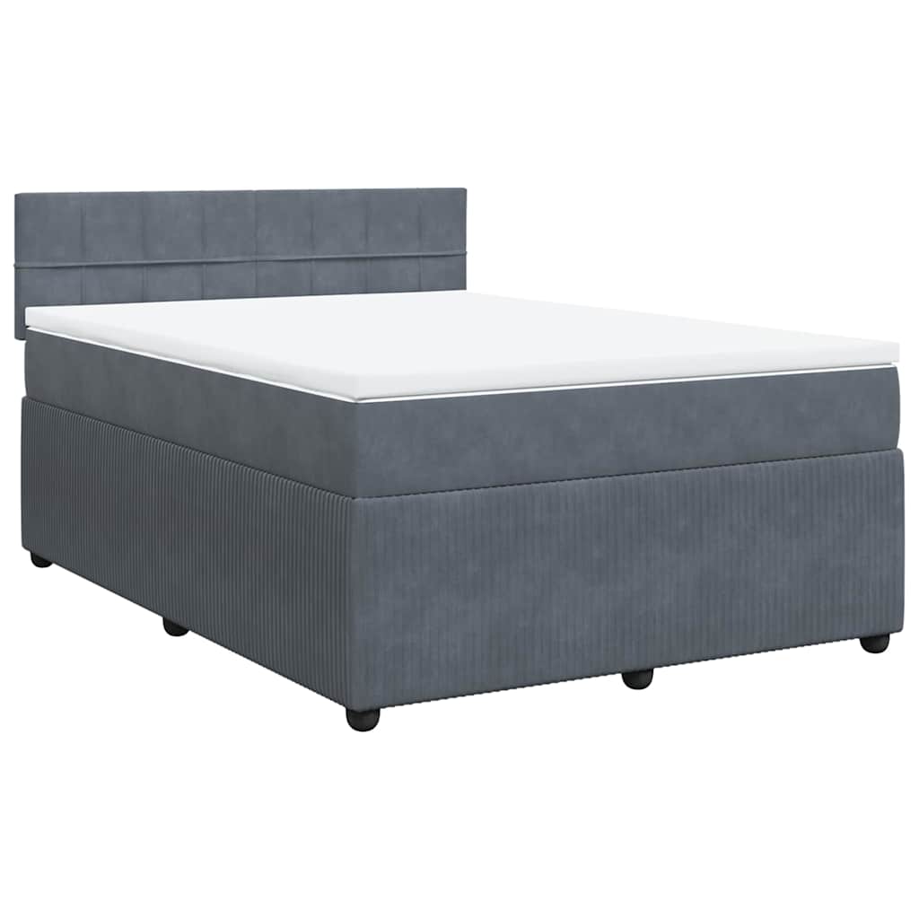 vidaXL Boxspring met matras fluweel donkergrijs 140x200 cm grijs, foto 3