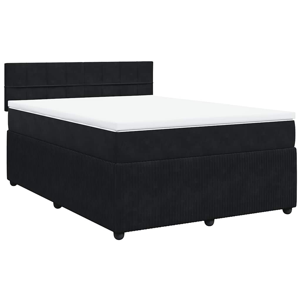vidaXL Boxspring met matras fluweel zwart 140x200 cm, foto 3