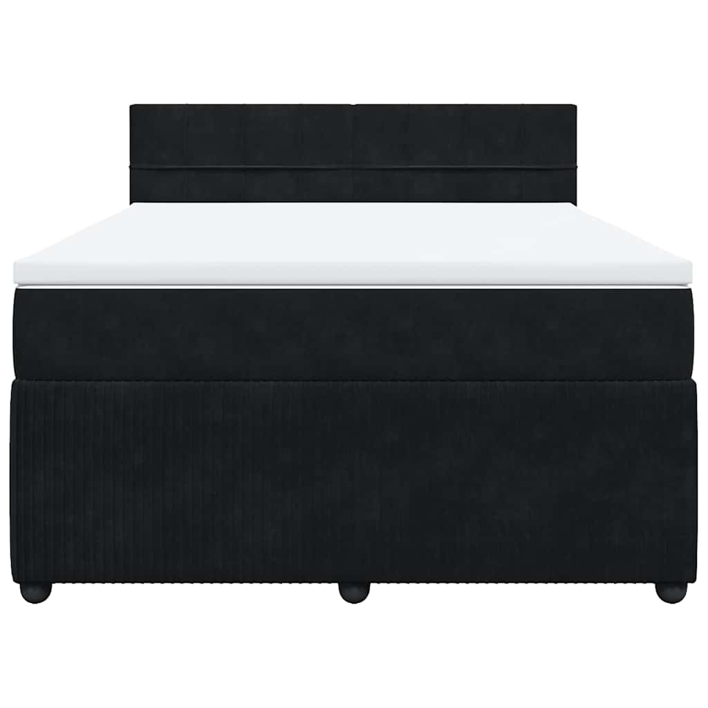 vidaXL Boxspring met matras fluweel zwart 140x200 cm, foto 4
