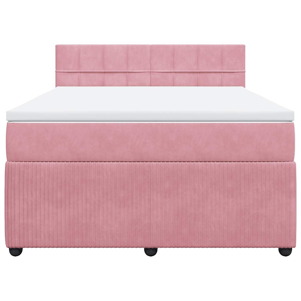 vidaXL Boxspring met matras fluweel roze 140x200 cm, foto 4