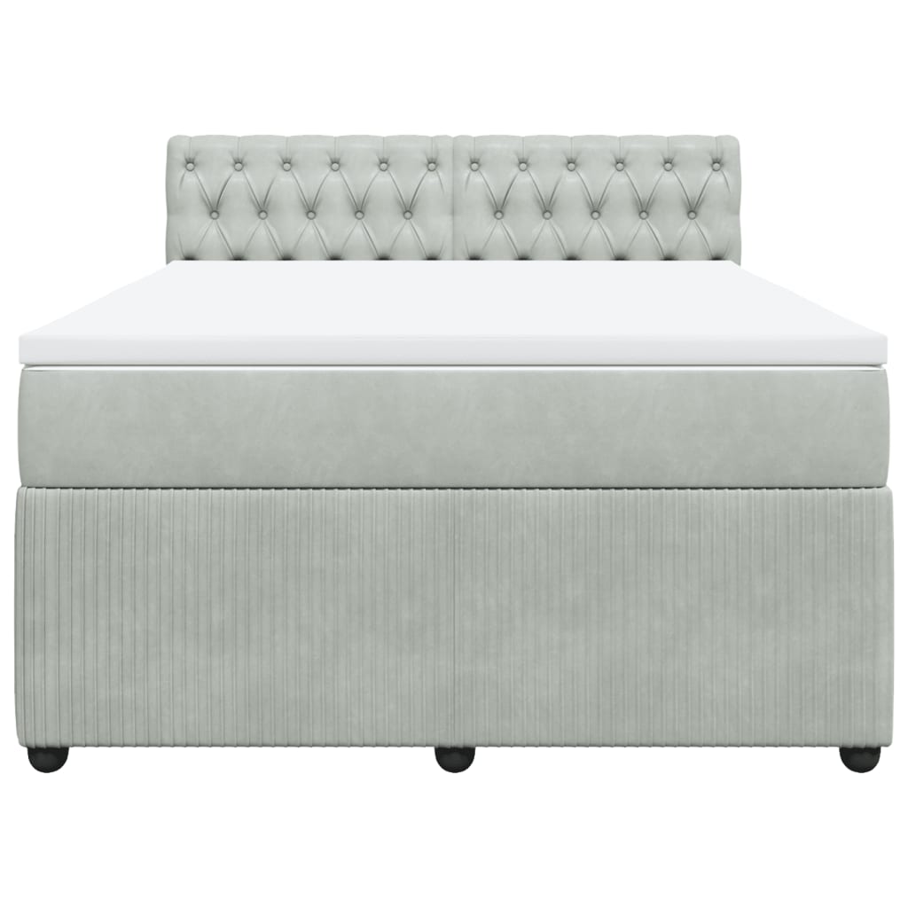 vidaXL Boxspring met matras fluweel lichtgrijs 140x200 cm grijs, foto 4