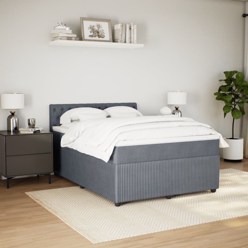 vidaXL Boxspring met matras fluweel donkergrijs 140x200 cm grijs, foto 2
