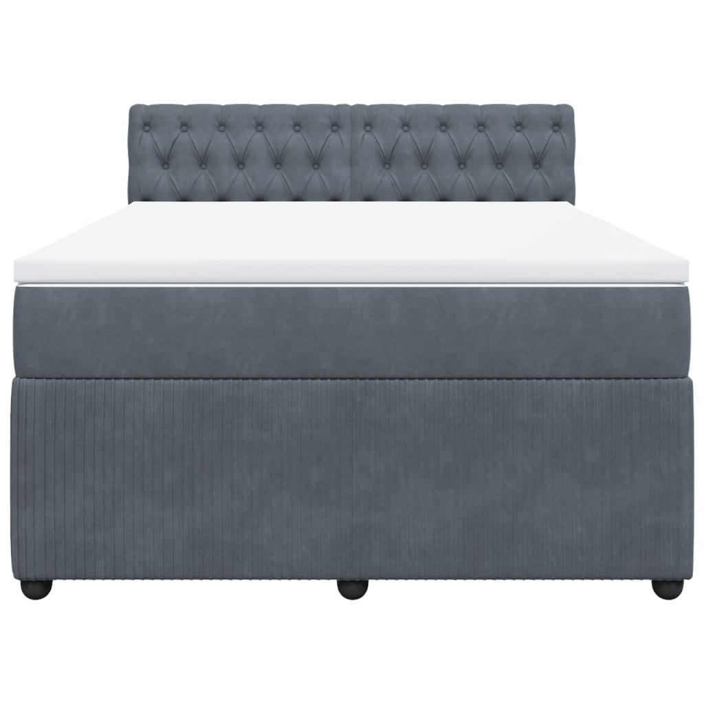 vidaXL Boxspring met matras fluweel donkergrijs 140x200 cm grijs, foto 4