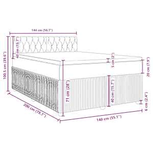 Box spring postel s matrací tmavě šedá 140x200 cm samet - obrázek 13
