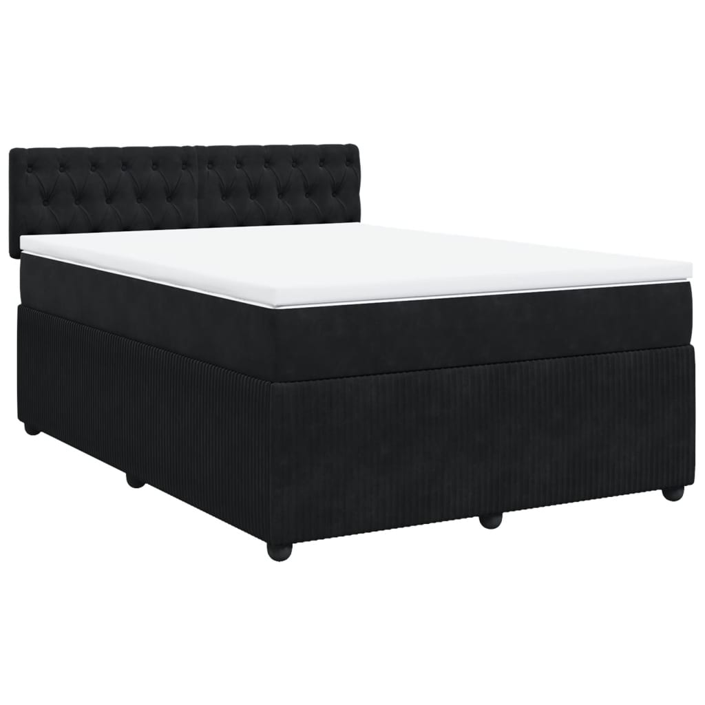 vidaXL Boxspring met matras fluweel zwart 140x200 cm, foto 3