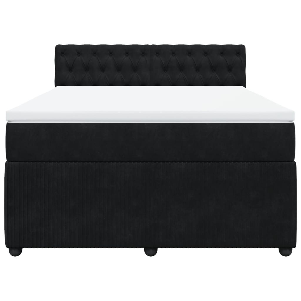 vidaXL Boxspring met matras fluweel zwart 140x200 cm, foto 4