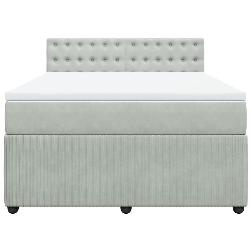 vidaXL Boxspring met matras fluweel lichtgrijs 140x200 cm grijs, foto 4