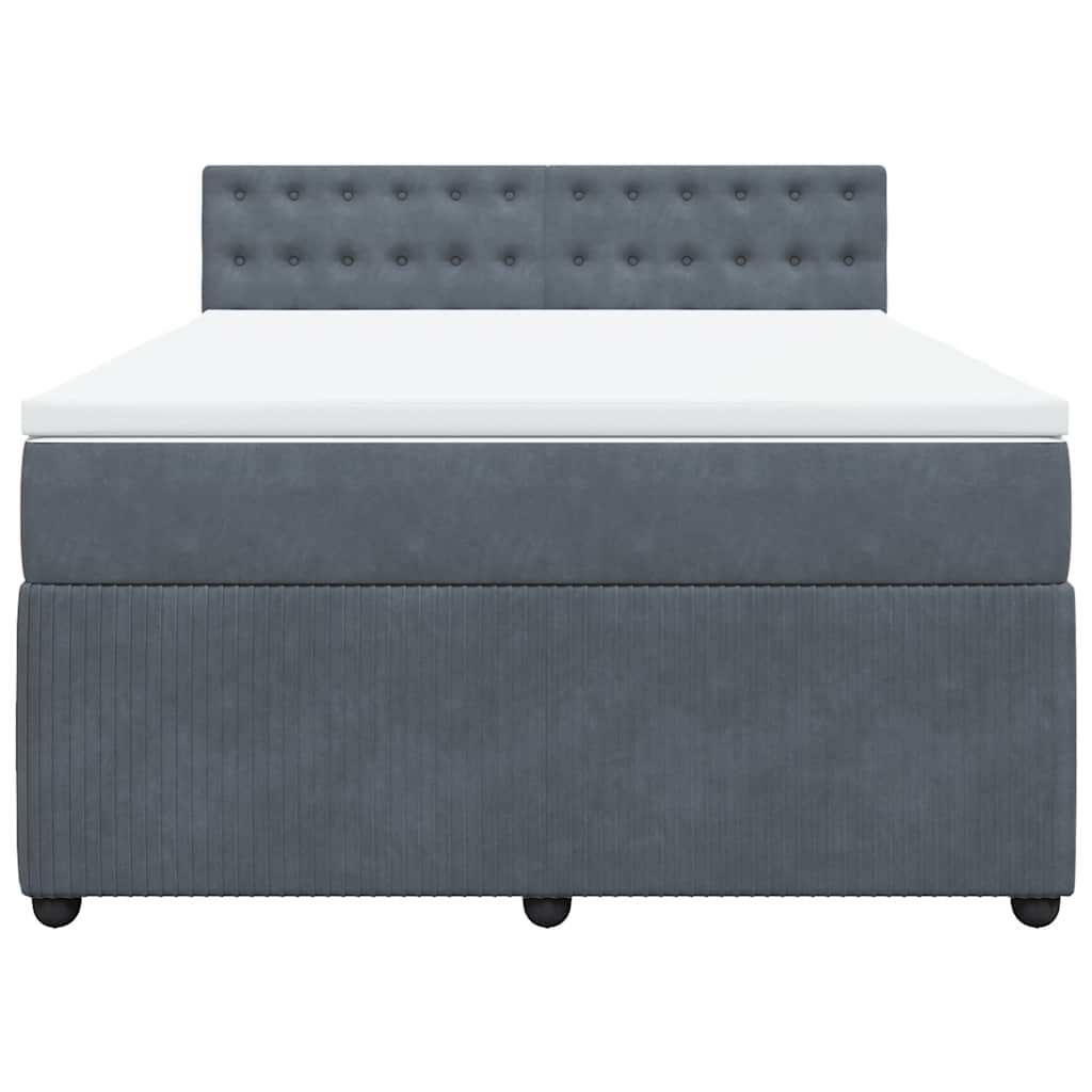 vidaXL Boxspring met matras fluweel donkergrijs 140x200 cm grijs, foto 4