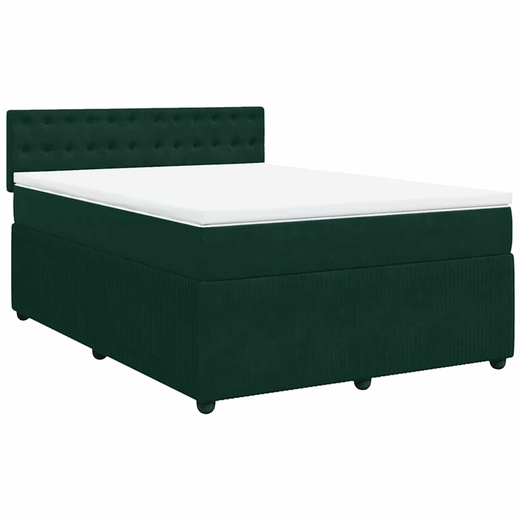 vidaXL Boxspring met matras fluweel donkergroen 140x200 cm groen, foto 3