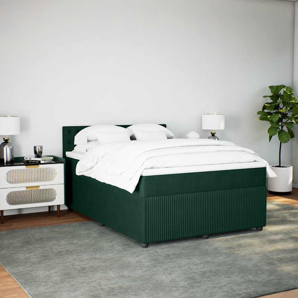 vidaXL Boxspring met matras fluweel donkergroen 140x200 cm groen, foto 2