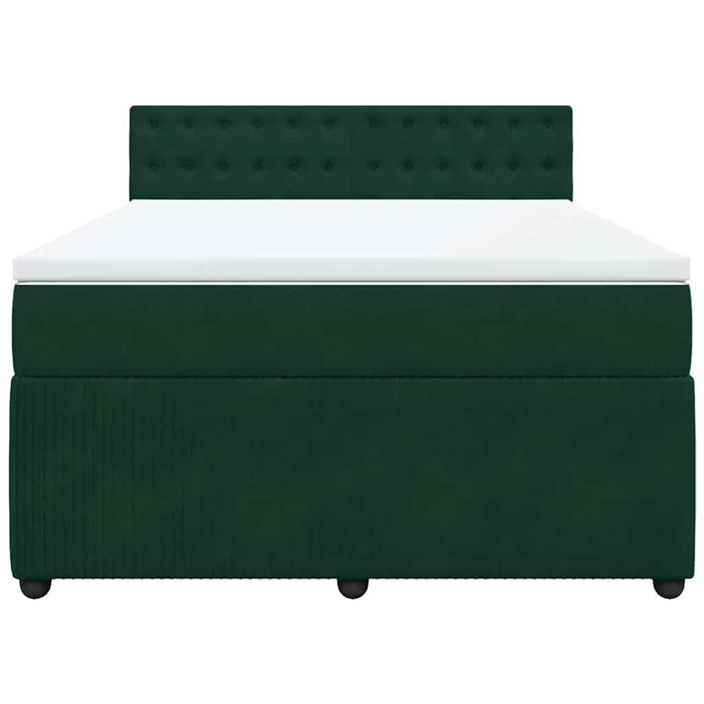 vidaXL Boxspring met matras fluweel donkergroen 140x200 cm groen, foto 4