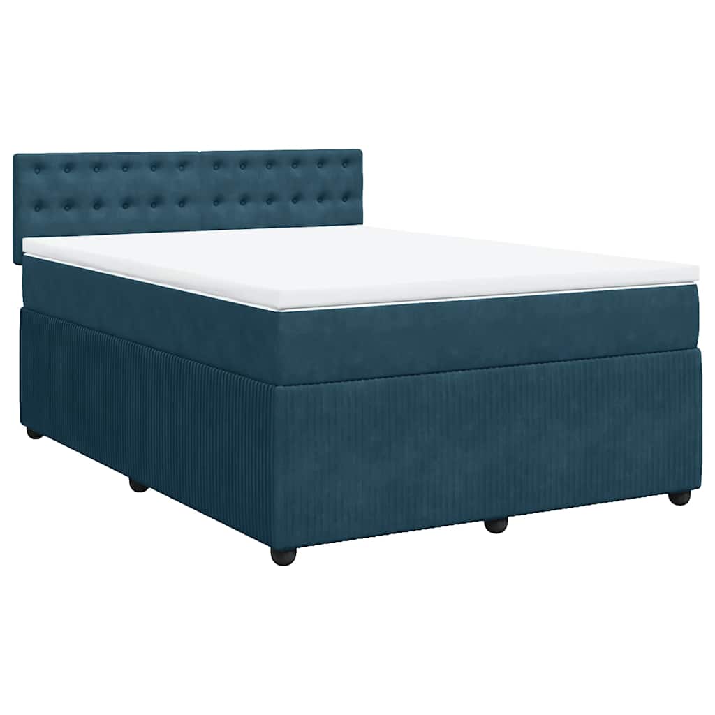 vidaXL Boxspring met matras fluweel blauw 140x200 cm, foto 4