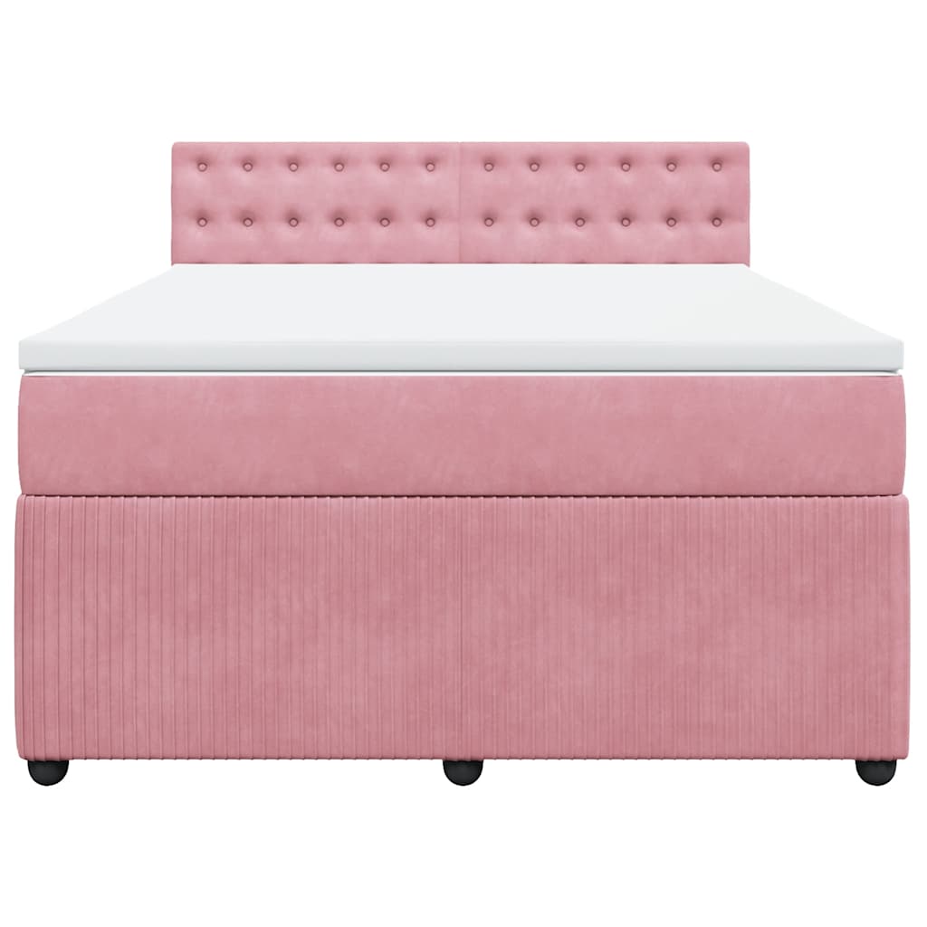 vidaXL Boxspring met matras fluweel roze 140x200 cm, foto 4