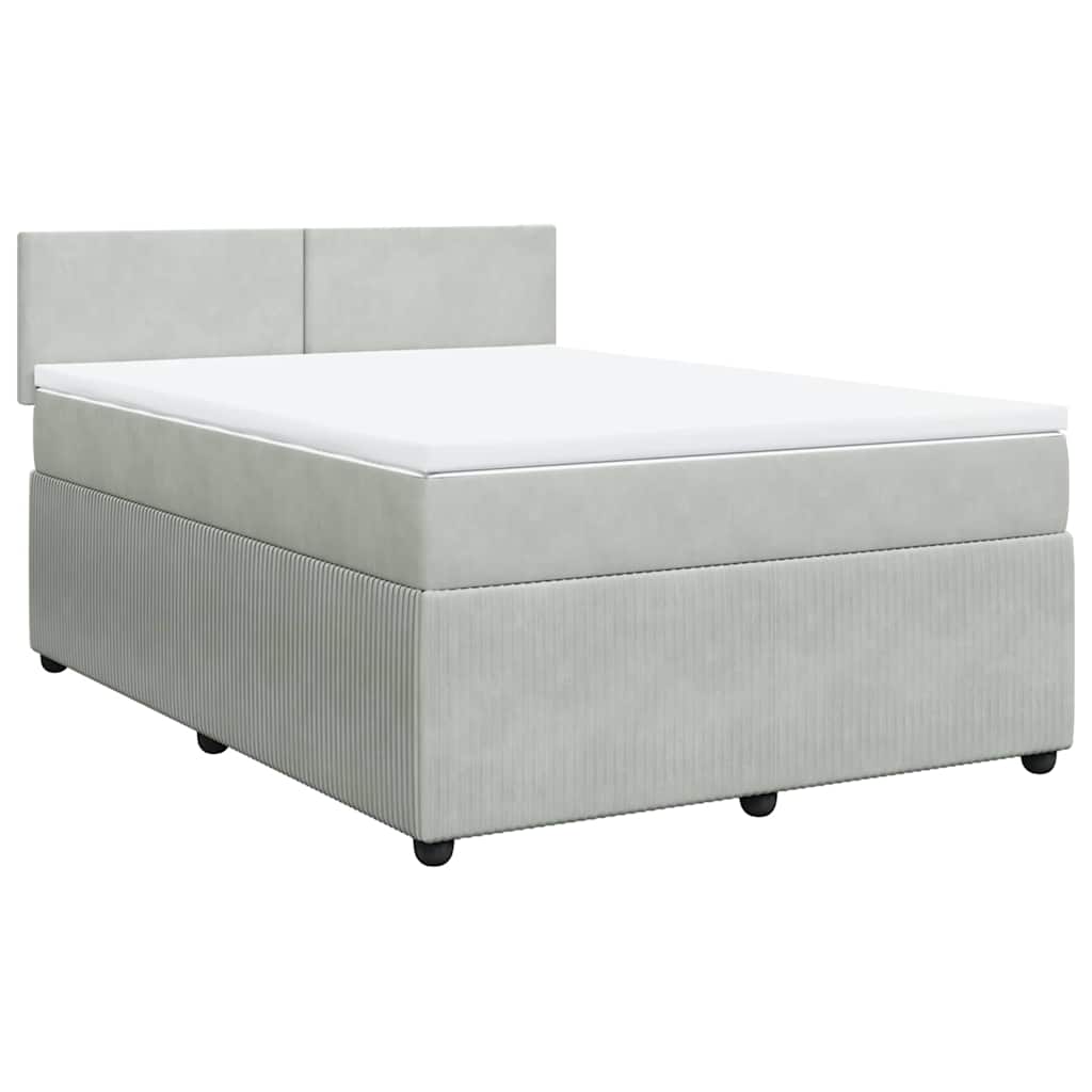 vidaXL Boxspring met matras fluweel lichtgrijs 160x200 cm grijs, foto 3