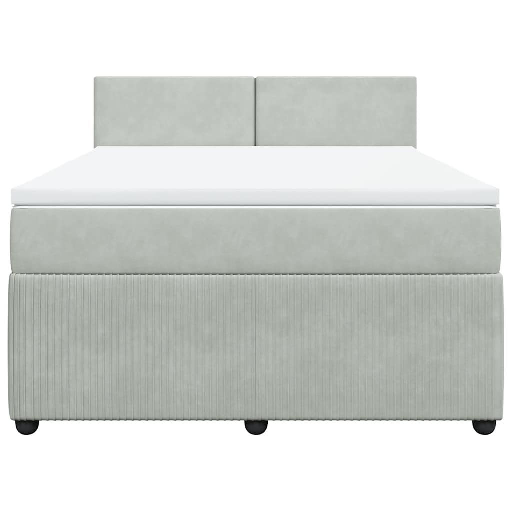 vidaXL Boxspring met matras fluweel lichtgrijs 160x200 cm grijs, foto 4