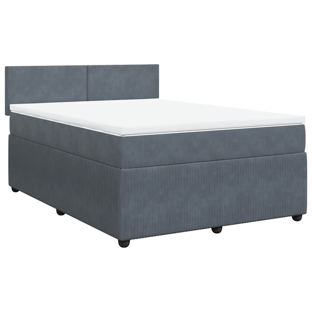 vidaXL Boxspring met matras fluweel donkergrijs 160x200 cm grijs, foto 3