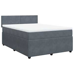 Box spring postel s matrací tmavě šedá 160x200 cm samet - obrázek 2