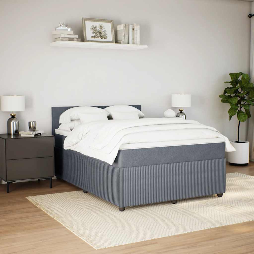 vidaXL Boxspring met matras fluweel donkergrijs 160x200 cm afbeelding