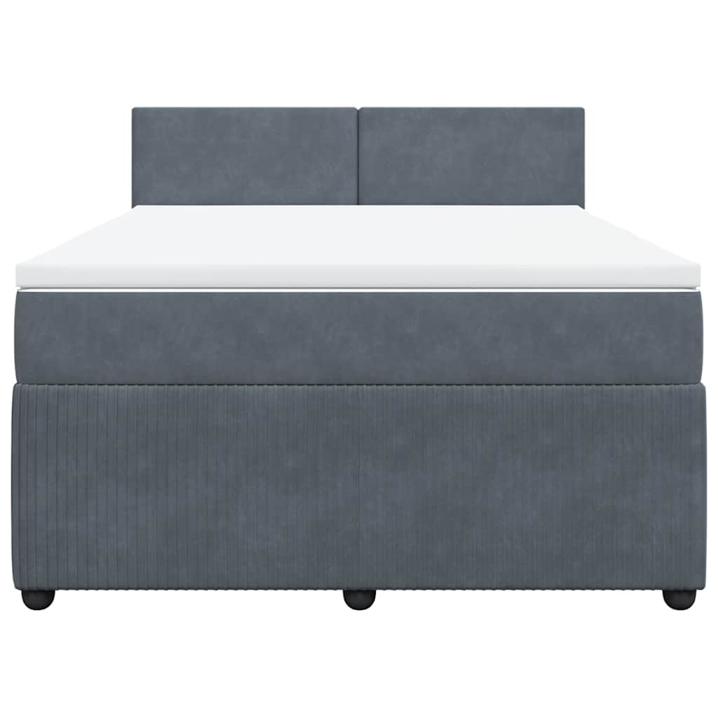 vidaXL Boxspring met matras fluweel donkergrijs 160x200 cm grijs, foto 4