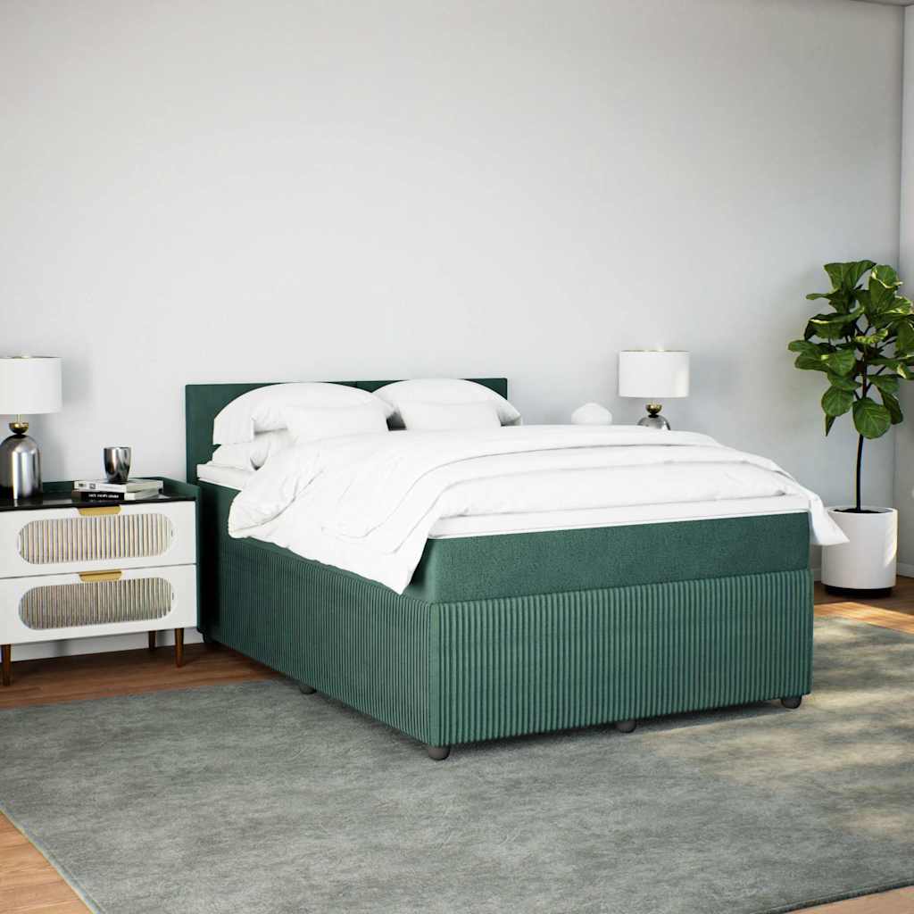 vidaXL Boxspring met matras fluweel donkergroen 160x200 cm afbeelding