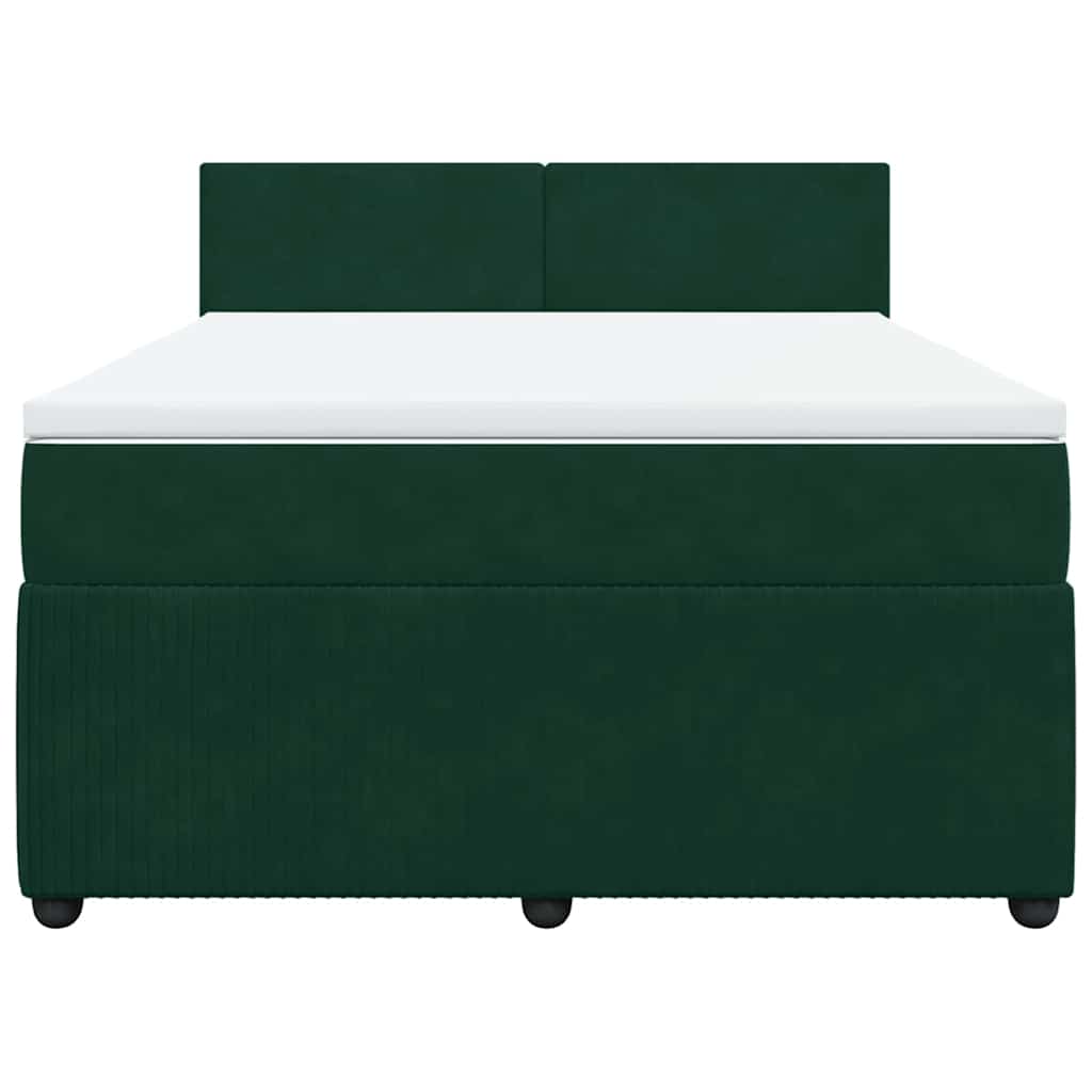 vidaXL Boxspring met matras fluweel donkergroen 160x200 cm groen, foto 4