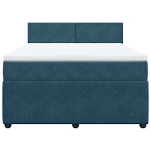 Box spring postel s matrací modrá 160 x 200 cm samet - obrázek 4