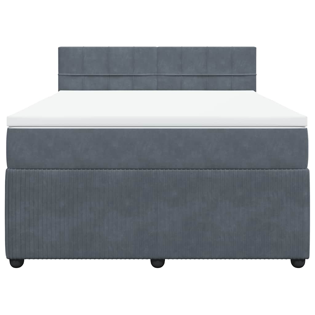 vidaXL Boxspring met matras fluweel donkergrijs 160x200 cm grijs, foto 4
