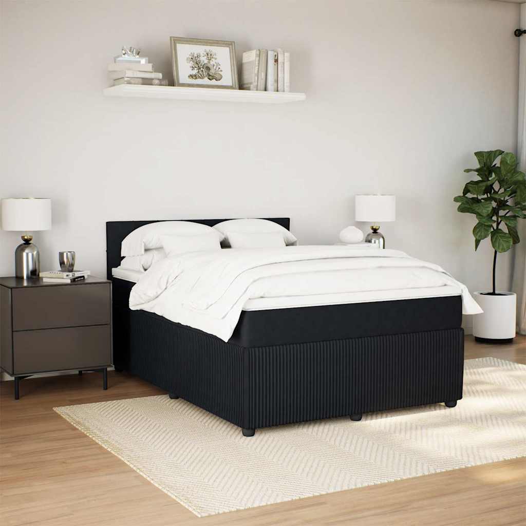 vidaXL Boxspring met matras fluweel zwart 160x200 cm afbeelding