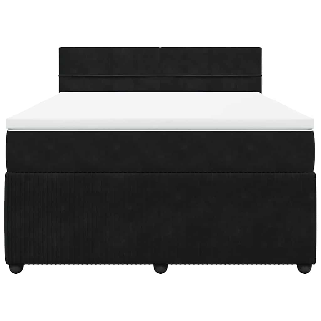 vidaXL Boxspring met matras fluweel zwart 160x200 cm, foto 4
