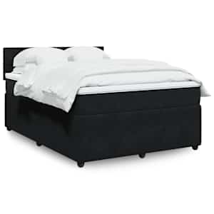 Box spring postelja z vzmetnico črna 160x200 cm žamet