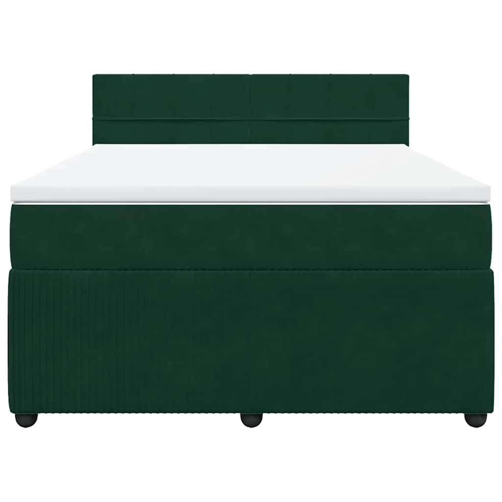 vidaXL Boxspring met matras fluweel donkergroen 160x200 cm groen, foto 4