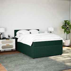 Box spring postel s matrací tmavě zelená 160x200 cm samet - obrázek 3