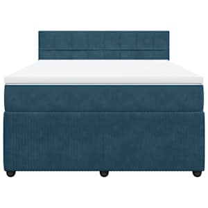 Box spring postel s matrací modrá 160 x 200 cm samet - obrázek 4