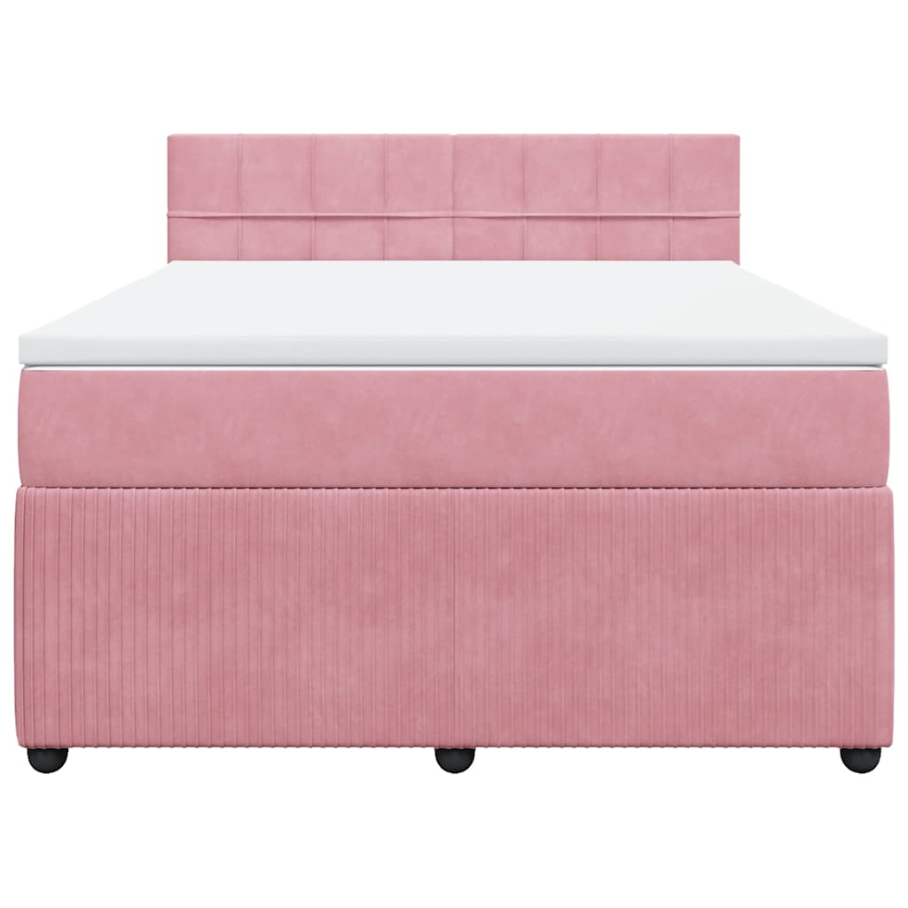 vidaXL Boxspring met matras fluweel roze 160x200 cm, foto 4