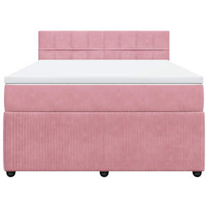 Box spring postel s matrací růžová 160x200 cm samet - obrázek 4