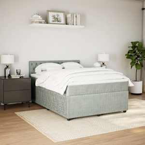Box spring postel s matrací světle šedá 160x200 cm samet - obrázek 3