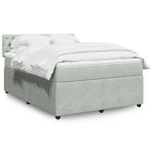 Box spring postelja z vzmetnico svetlo siva 160x200 cm žamet