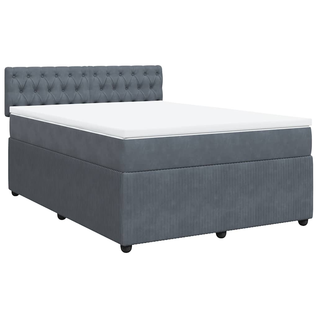 vidaXL Boxspring met matras fluweel donkergrijs 160x200 cm grijs, foto 3