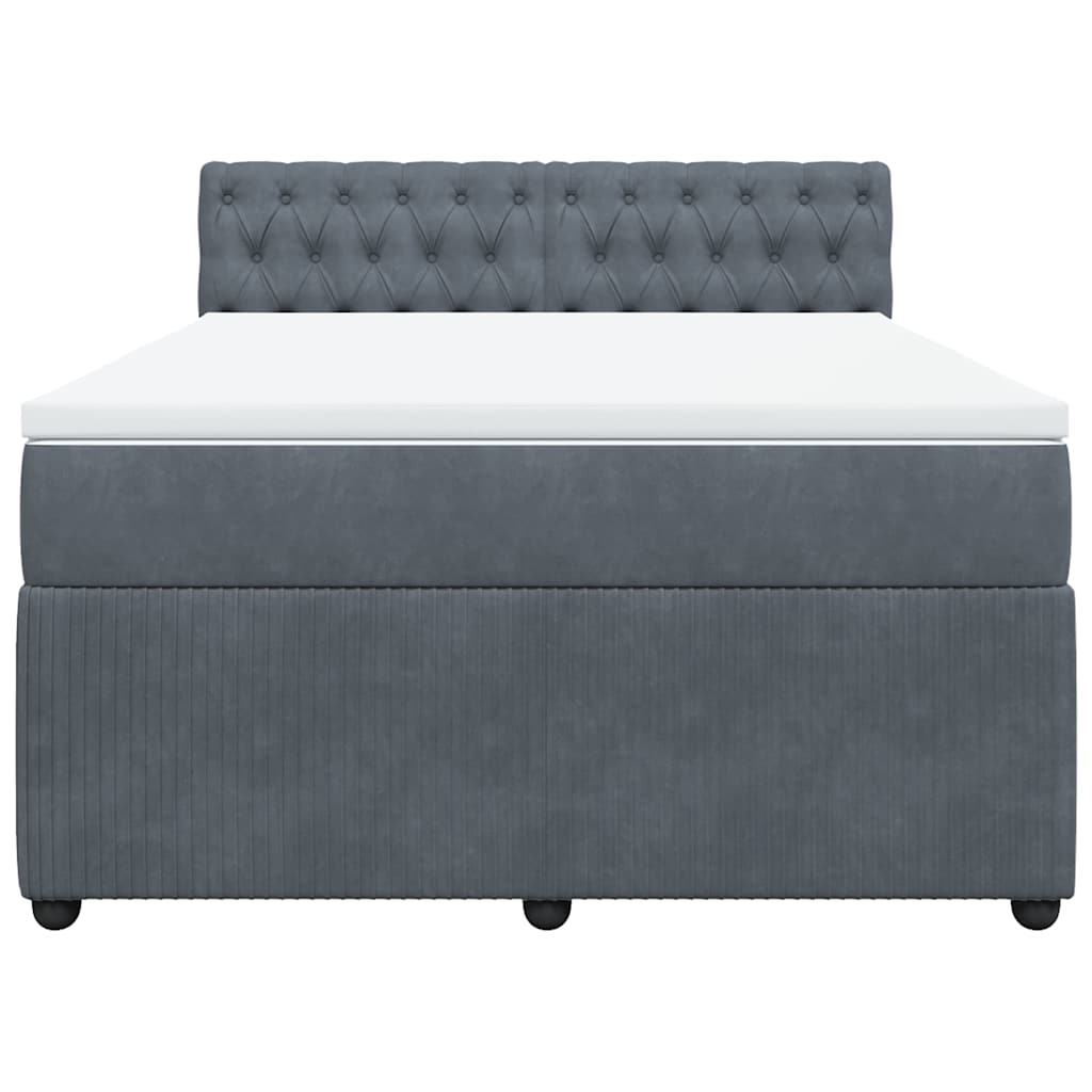 vidaXL Boxspring met matras fluweel donkergrijs 160x200 cm grijs, foto 4