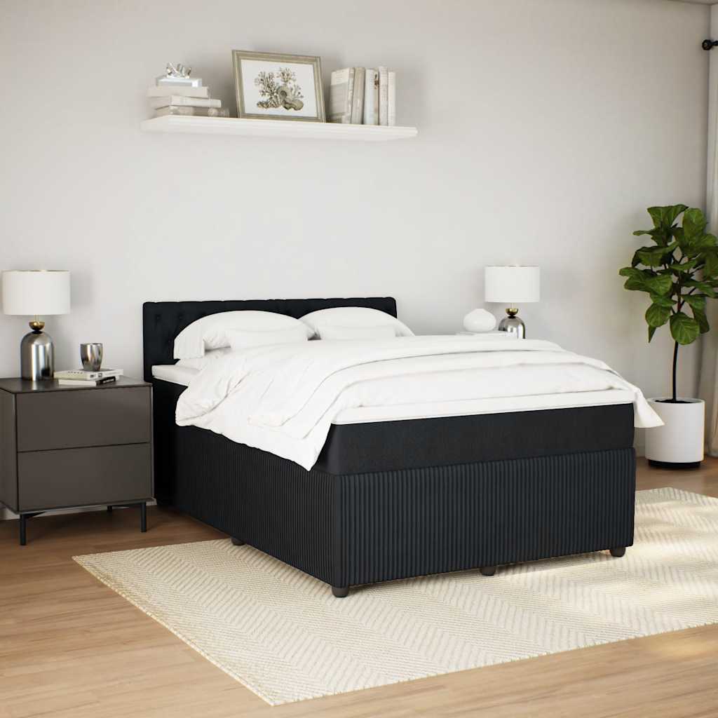 vidaXL Boxspring met matras fluweel zwart 160x200 cm afbeelding