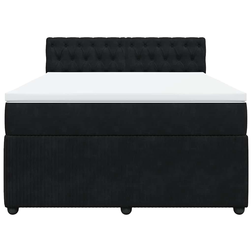 vidaXL Boxspring met matras fluweel zwart 160x200 cm, foto 4