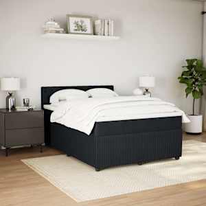 Box spring postel s matrací černá 160x200 cm samet - obrázek 3