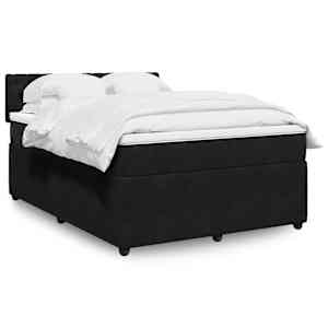 Box spring postelja z vzmetnico črna 160x200 cm žamet