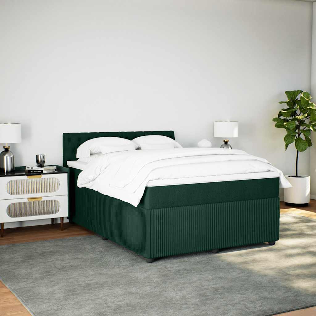 vidaXL Boxspring met matras fluweel donkergroen 160x200 cm groen, foto 2