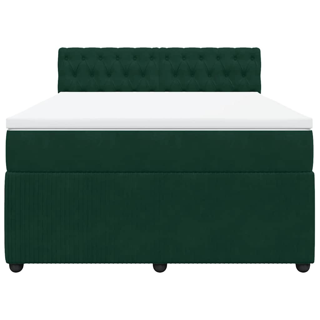 vidaXL Boxspring met matras fluweel donkergroen 160x200 cm groen, foto 4