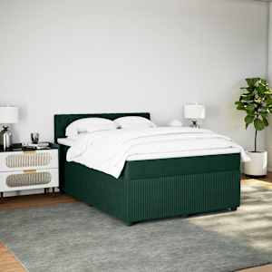 Box spring postel s matrací tmavě zelená 160x200 cm samet - obrázek 3