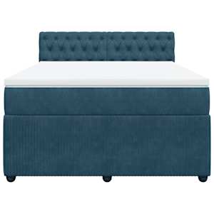 Box spring postel s matrací modrá 160 x 200 cm samet - obrázek 4