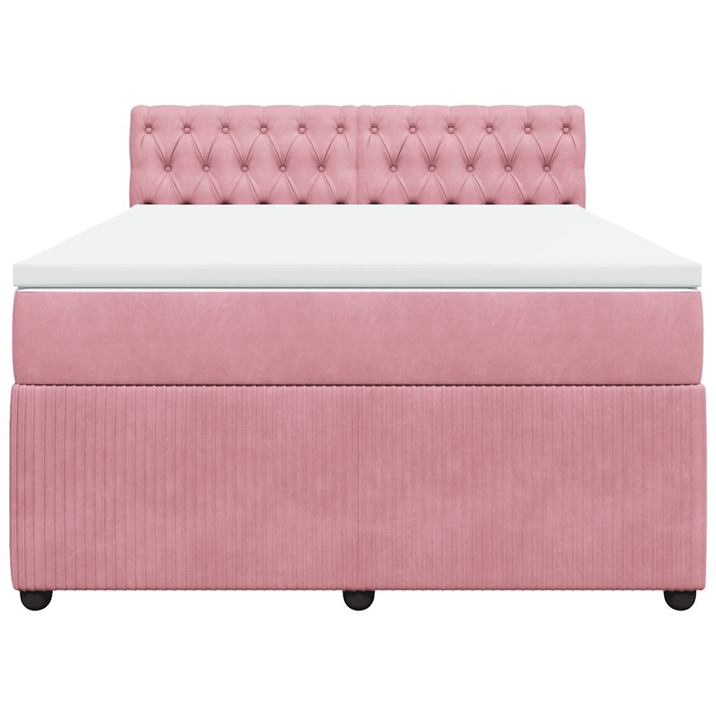 vidaXL Boxspring met matras fluweel roze 160x200 cm, foto 4