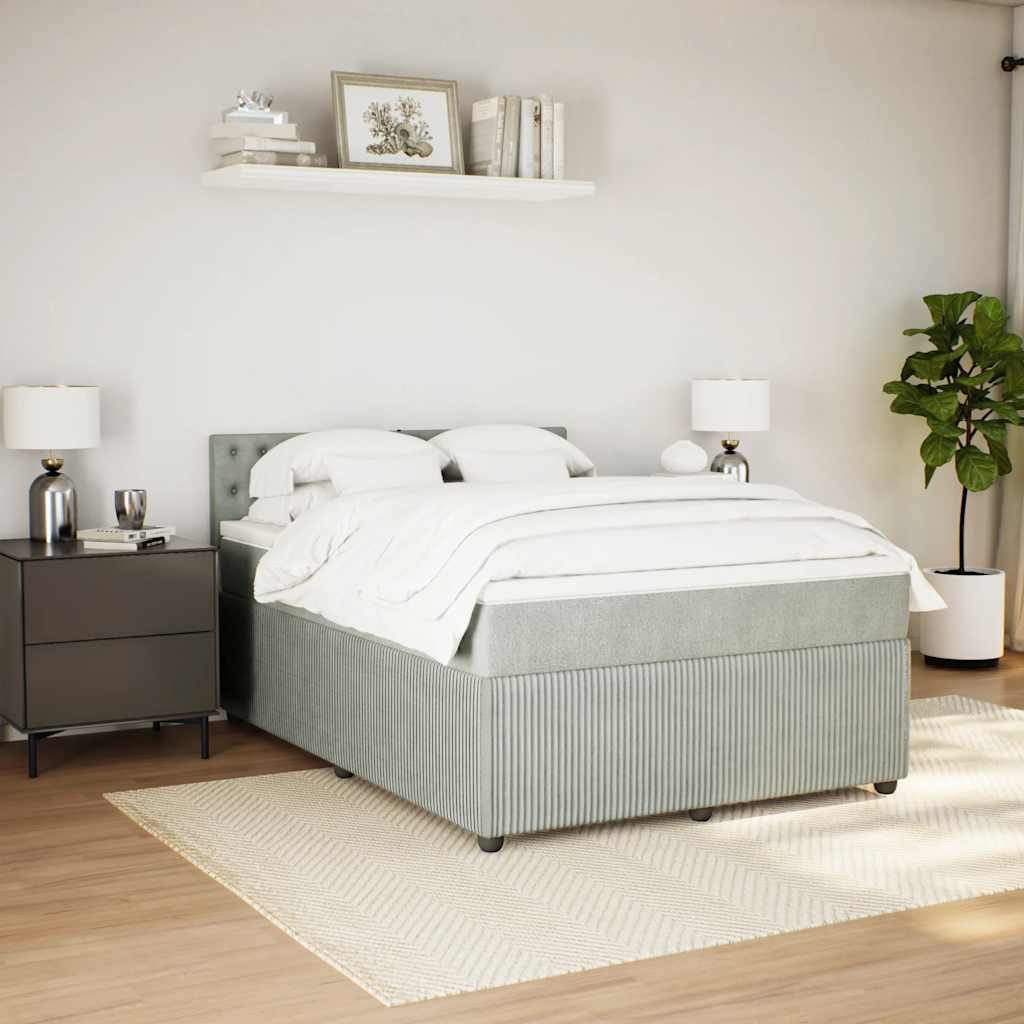 vidaXL Boxspring met matras fluweel lichtgrijs 160x200 cm afbeelding